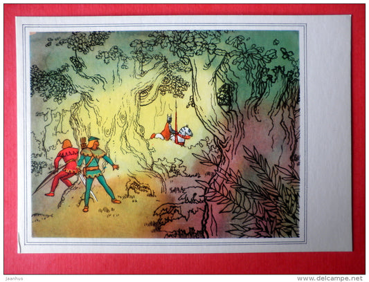 illustration by A. Blokh , L. Korsakov - Little John - Guy of Gisborne - Robin Hood - 1975 - Russia USSR - unused - JH Postcards