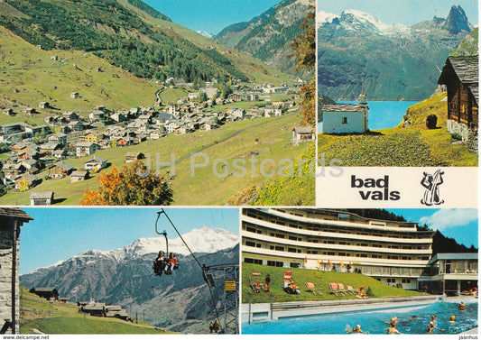 Bad Vals 1250 m - Sesselbahn bei Leis - Frunt Zervrelia - Kurhotel Terme - cable car - hotel - Switzerland - unused - JH Postcards