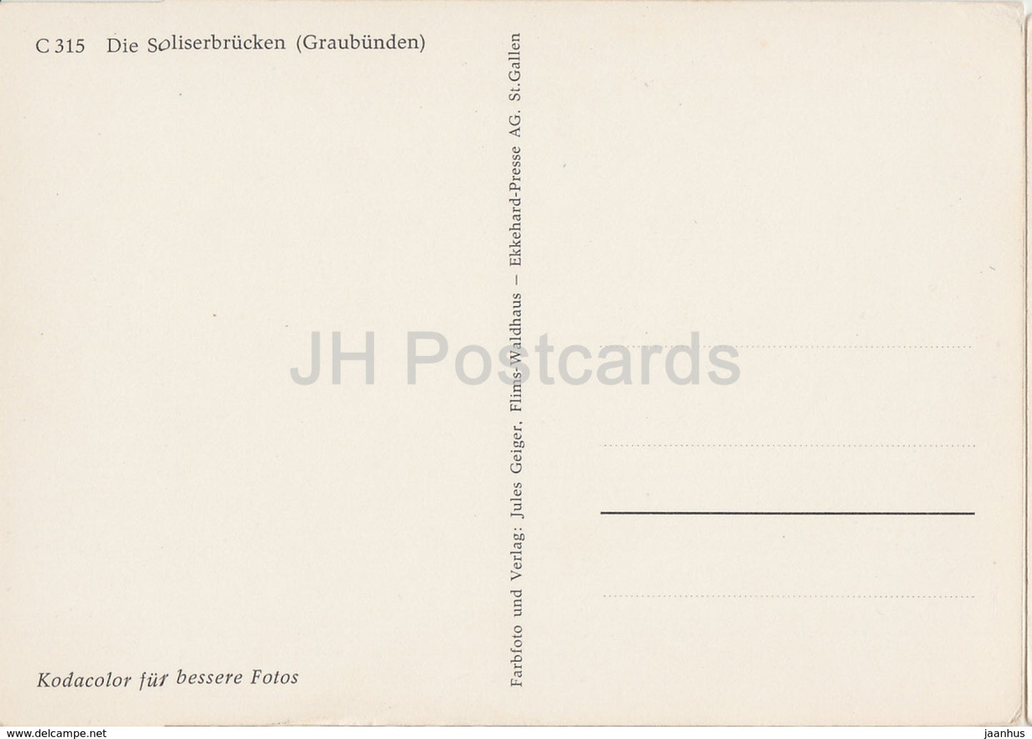 Die Soliserbrucken - Graubunden - bridge - C 315 - Switzerland - unused