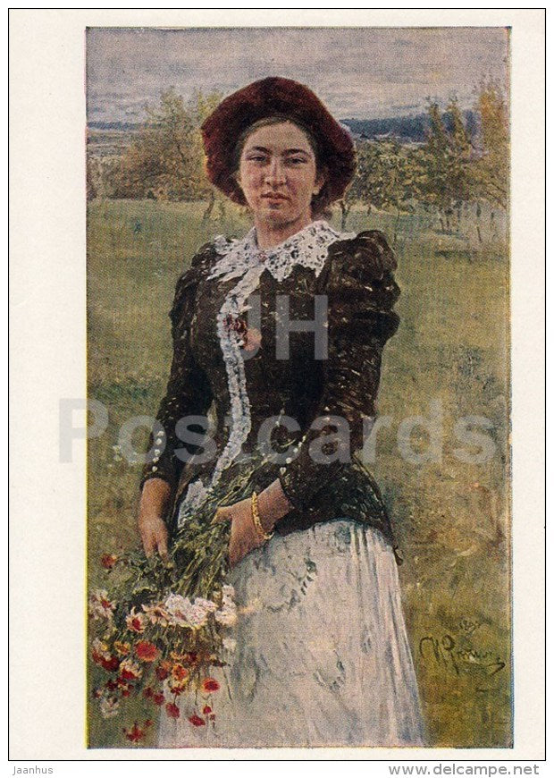 painting by I. Repin - Portrait of Repin´s Daughter , 1892 - Russian art - Russia USSR - 1962 - unused - JH Postcards