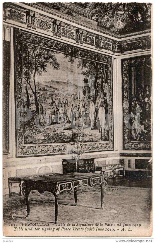 Palace - Table de la Signature de la Paix - Table used for signing of Peace Treaty - 103 - Versailles - France - unused - JH Postcards