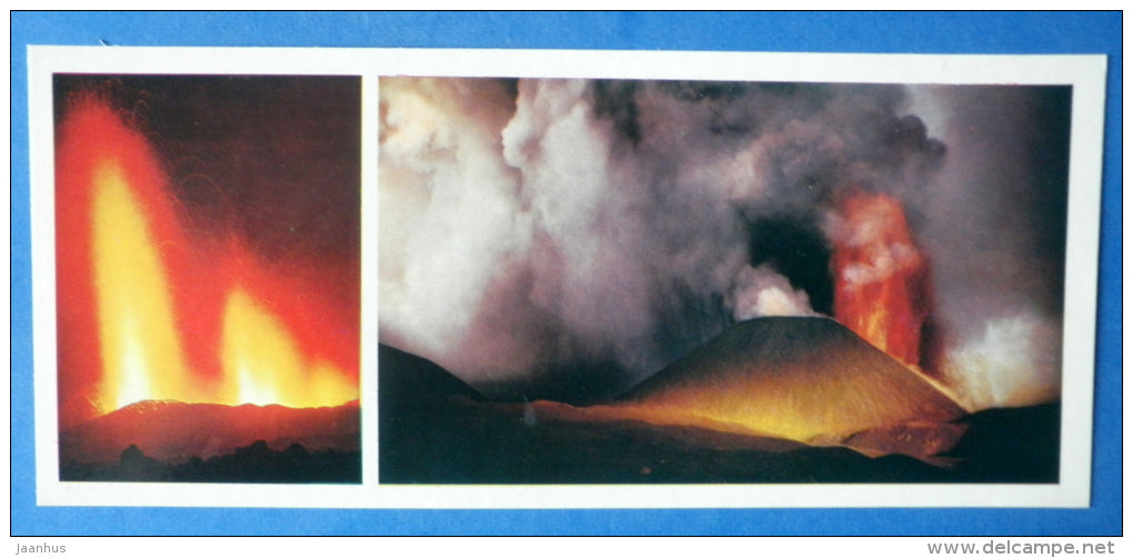 fiery prominences - volcano - Tolbachik is a volcanic complex - Kamchatka - 1978 - Russia USSR - unused - JH Postcards