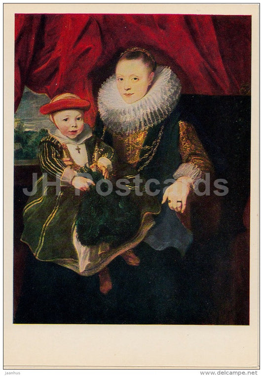 painting by Anthony van Dyck - Portrait of a lady and her child - Flemish art - 1980 - Russia USSR - unused - JH Postcards