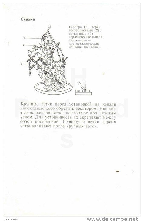 Fairytale - gerbera - bouquet - ikebana - flowers - 1985 - Russia USSR - unused - JH Postcards