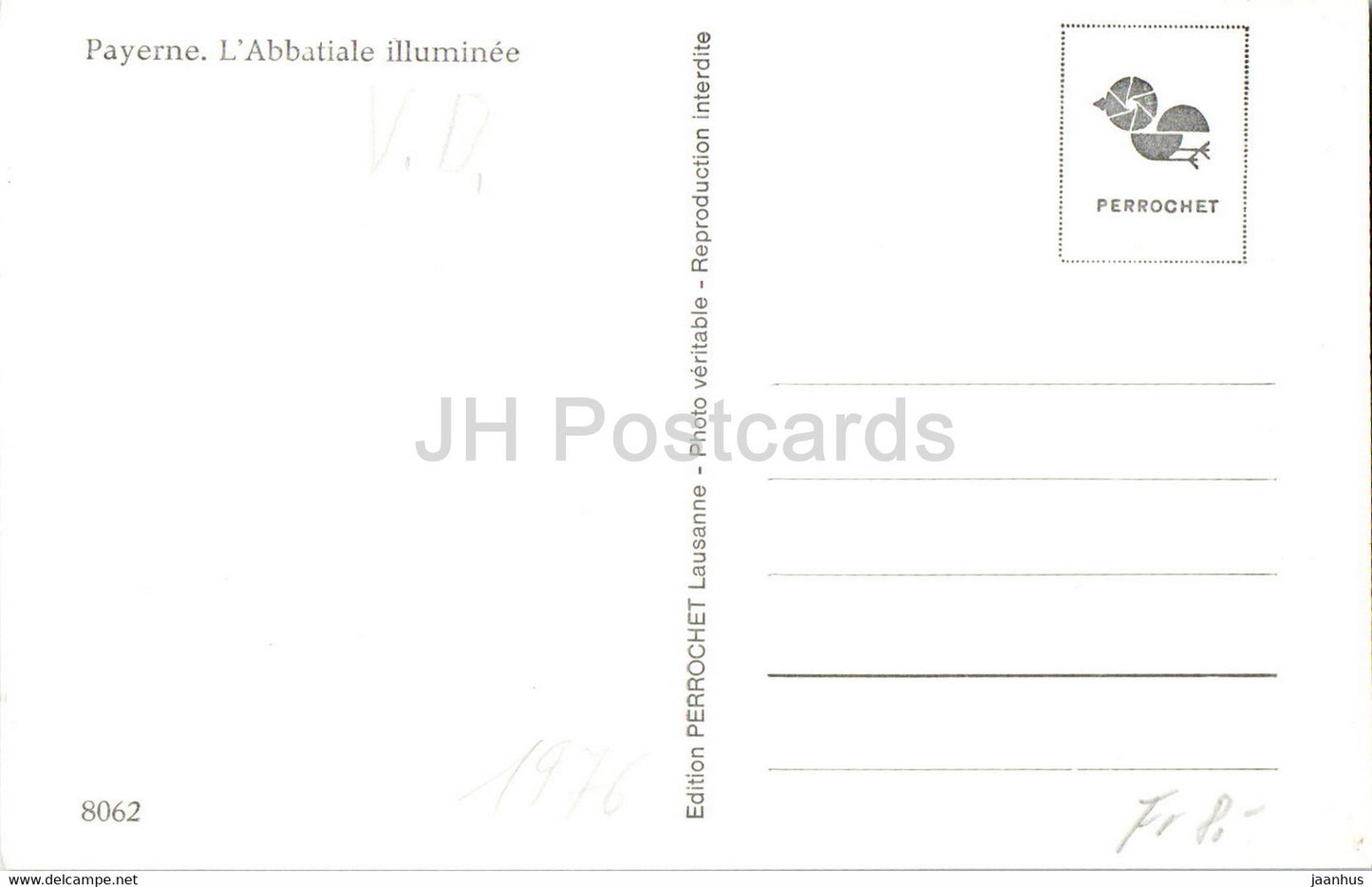 Payerne - L' Abbatiale illuminee - Abbey - 8062 - old postcard - Switzerland - unused