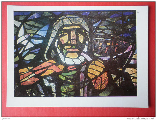 Fisherman by E. Cesnieks - Stained Glass - window - Latvia USSR - unused - JH Postcards