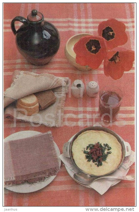 table for hot appetizers - Table Setting - 1985 - Russia USSR - unused - JH Postcards