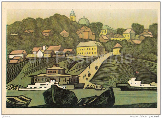 illustration by A. Karimov - View of the southern part of the city. Kaluga - 1976 - Russia USSR - unused - JH Postcards