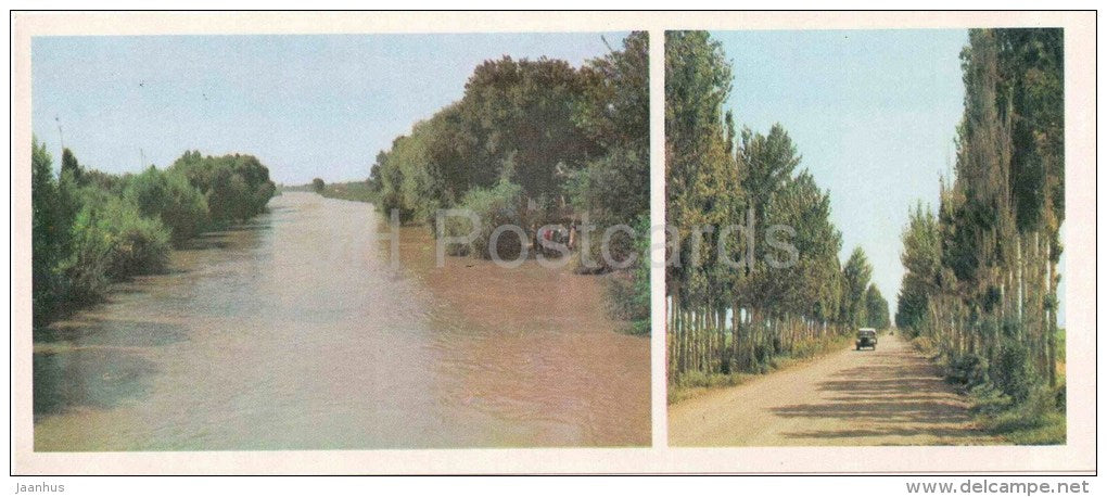 irrigation canal - alley of poplars - Karakalpakstan - 1974 - Uzbekistan USSR - unused - JH Postcards
