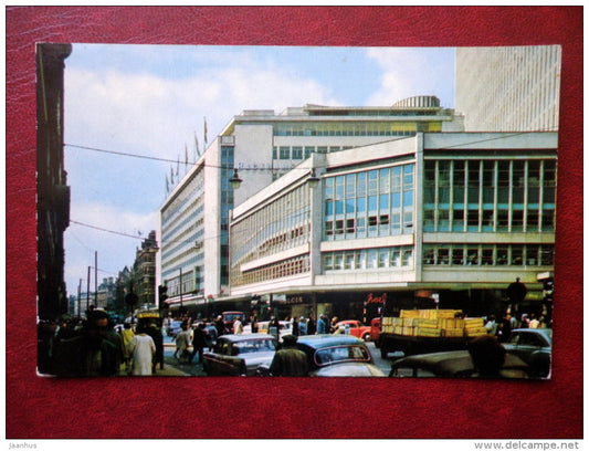 Birmingham - Corporation Street - cars - sent to Estonia, USSR 1966 , stamped - England - United Kingdom - used - JH Postcards