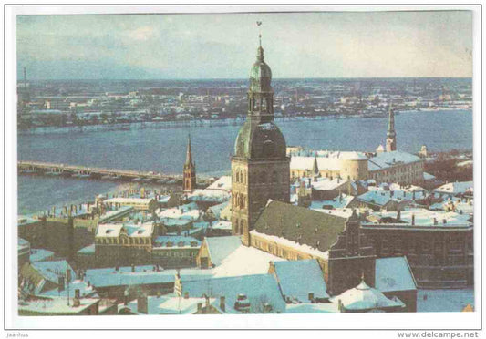 View on the Daugava - bridge - Riga - 1977 - Latvia USSR - unused - JH Postcards