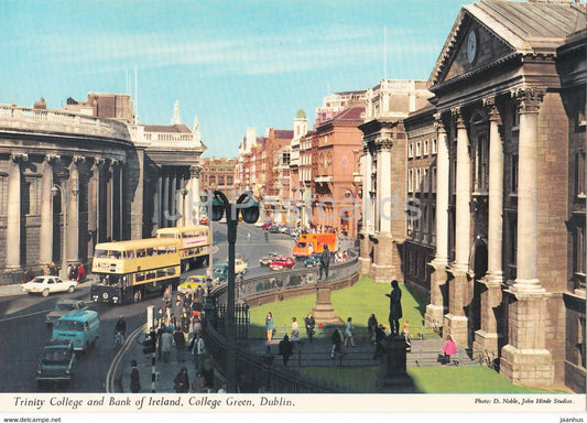 Trinity College and Bank of Ireland - College Green - bus - car - Dublin - Ireland - unused - JH Postcards
