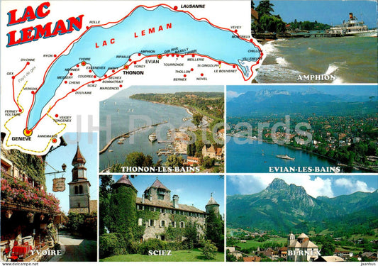 Sut la rive francaise du Lac Leman - Yvoire - Amphion - Bernex - Sciez - multiview -  France - used - JH Postcards