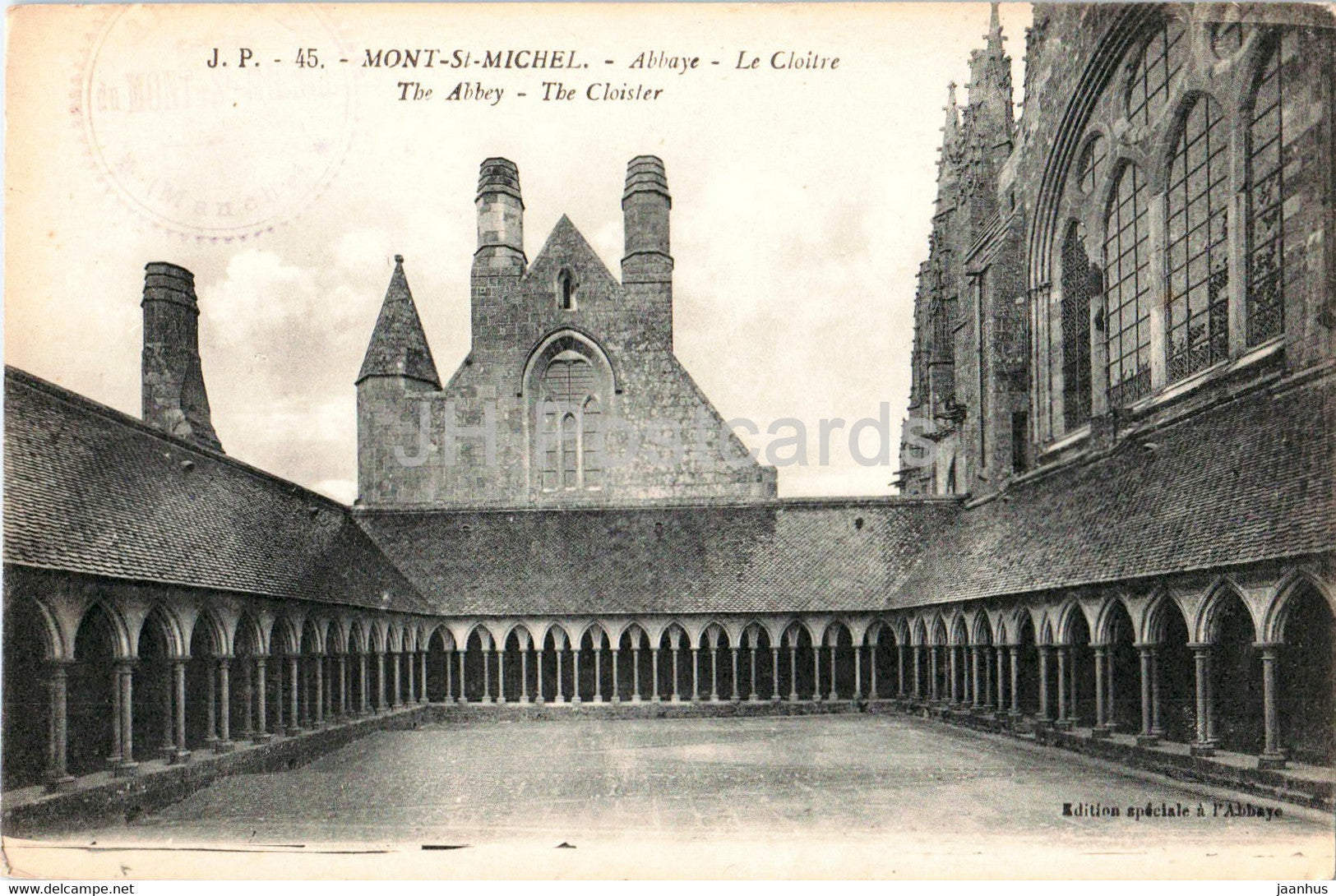 Mont St Michel - Abbaye - Le Cloitre - The Abbey - The Cloister - 45 - old postcard - France - unused - JH Postcards