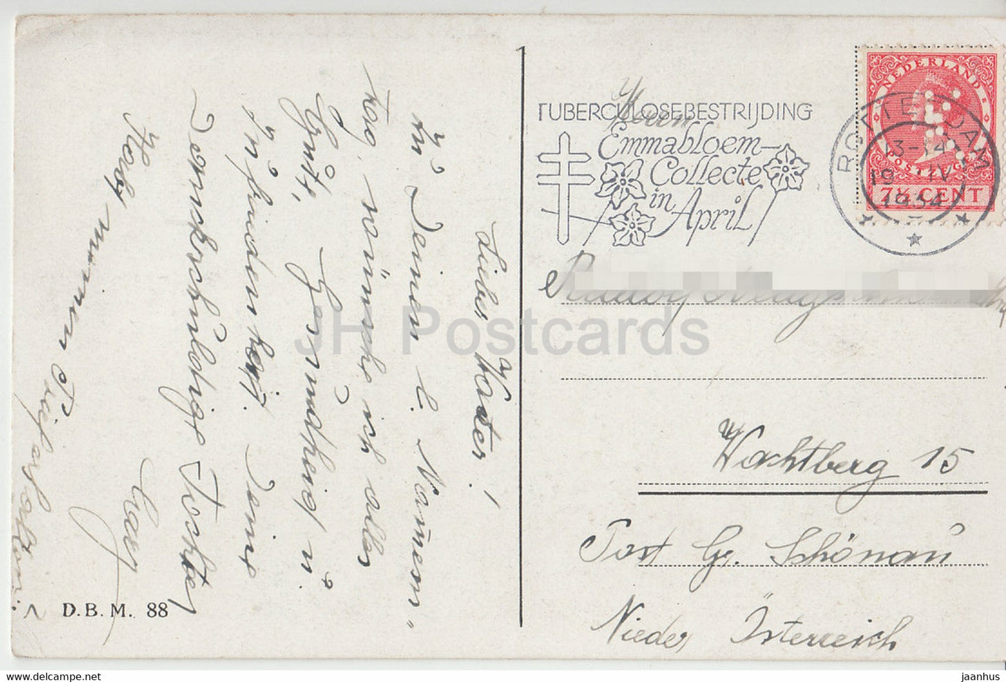 Blumenfeld - Windmühle - DBM 88 - alte Postkarte - 1934 - Niederlande - gebraucht