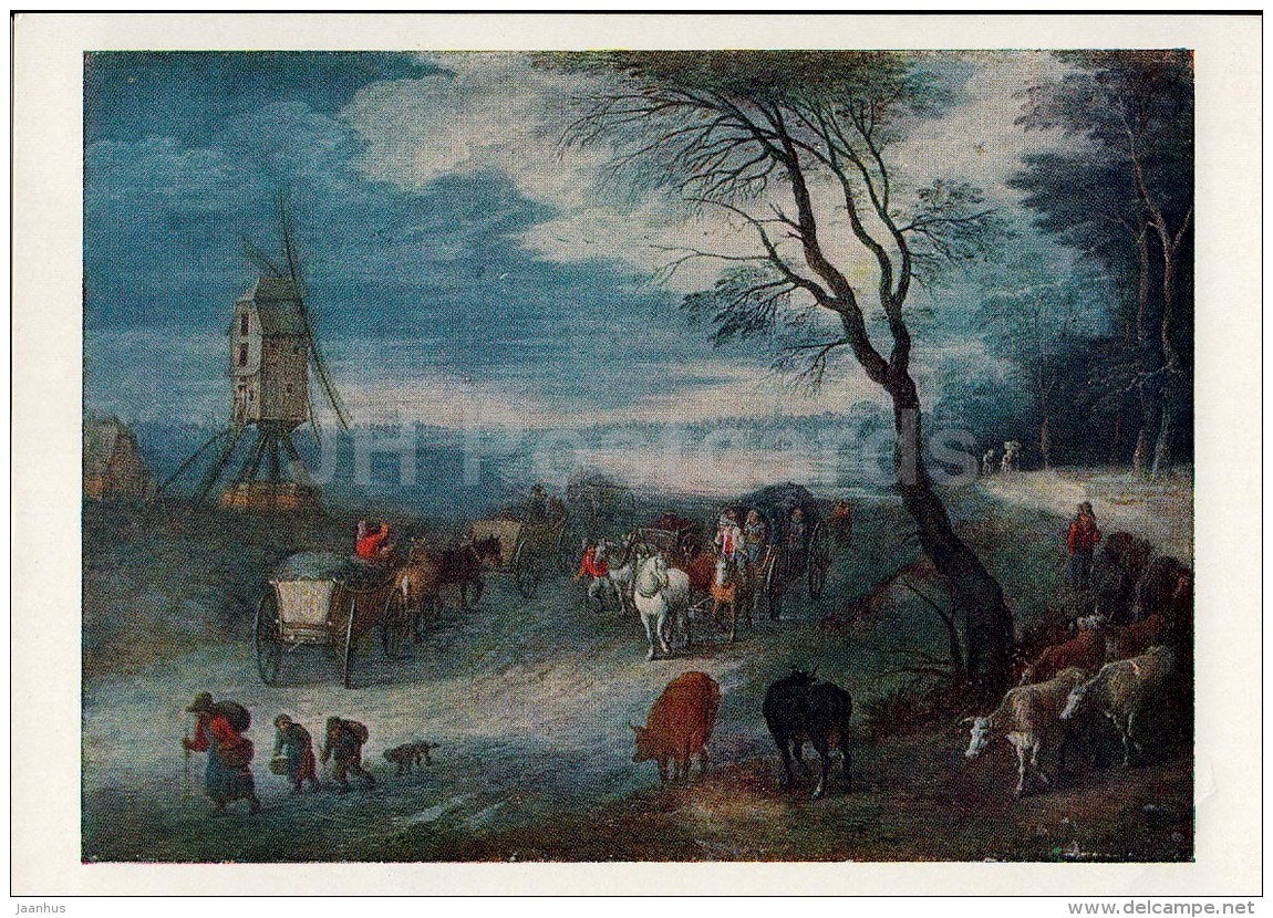 painting by Jan Brueghel the Elder - Landscape - windmill - French Art - 1963 - Russia USSR - unused - JH Postcards