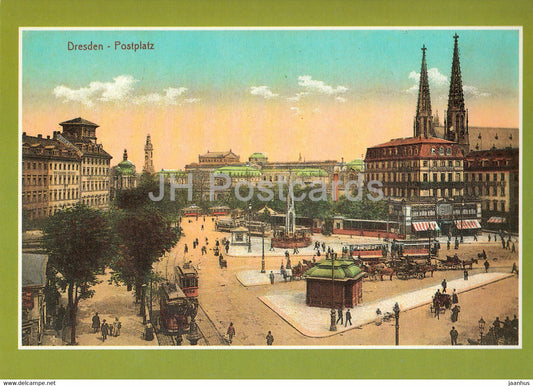 Dresden - Postplatz um 1910 - tram - Reproduktion - Historische Ansichten - DDR Germany - unused - JH Postcards