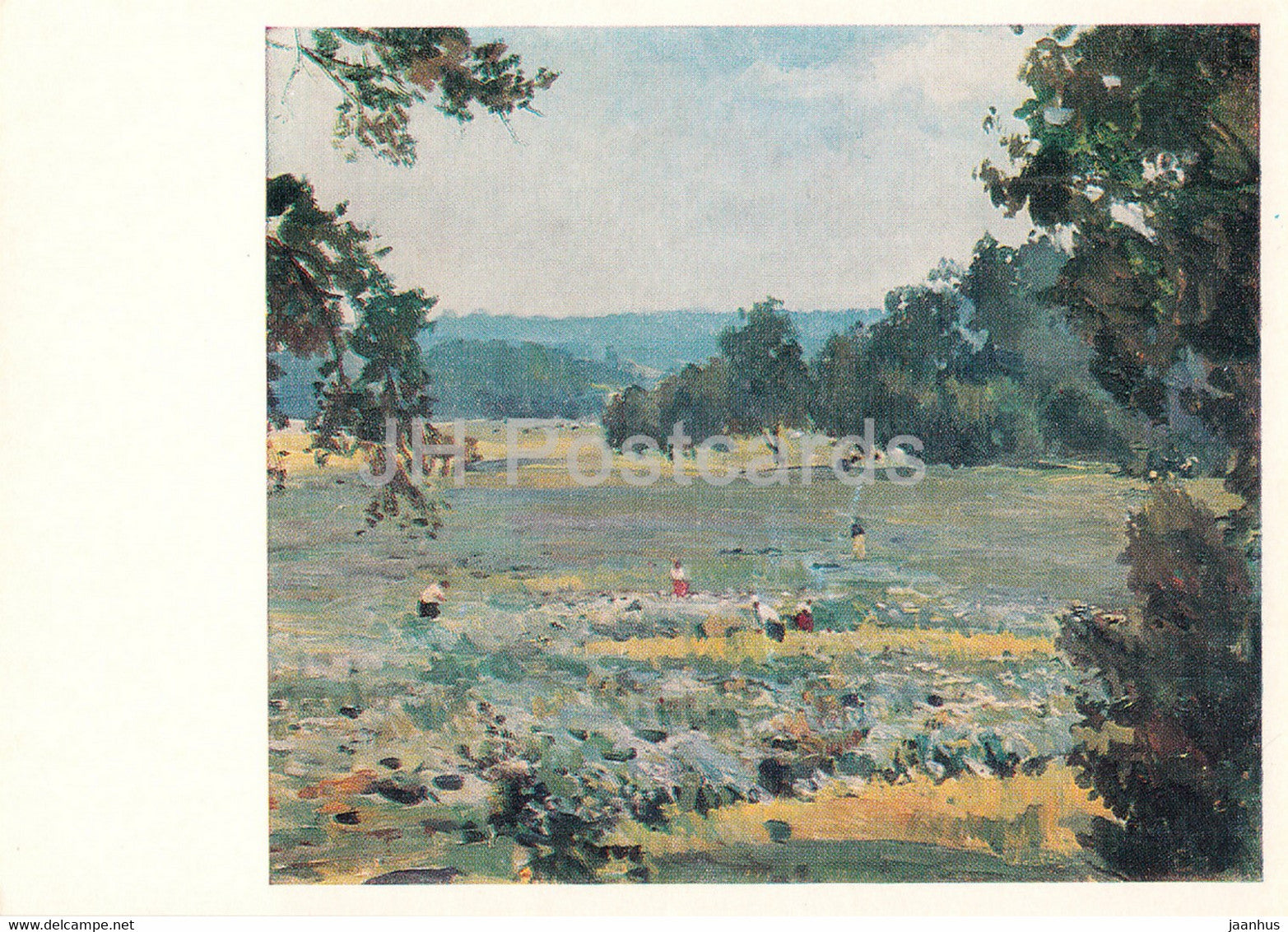 painting by D. Nalbandyan - Collective farm fields - Kolkhoz - Armenian art - 1976 - Russia USSR - unused - JH Postcards