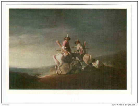 painting by William Allan - The Bashkirs , 1814 - horses - british art - unused - JH Postcards