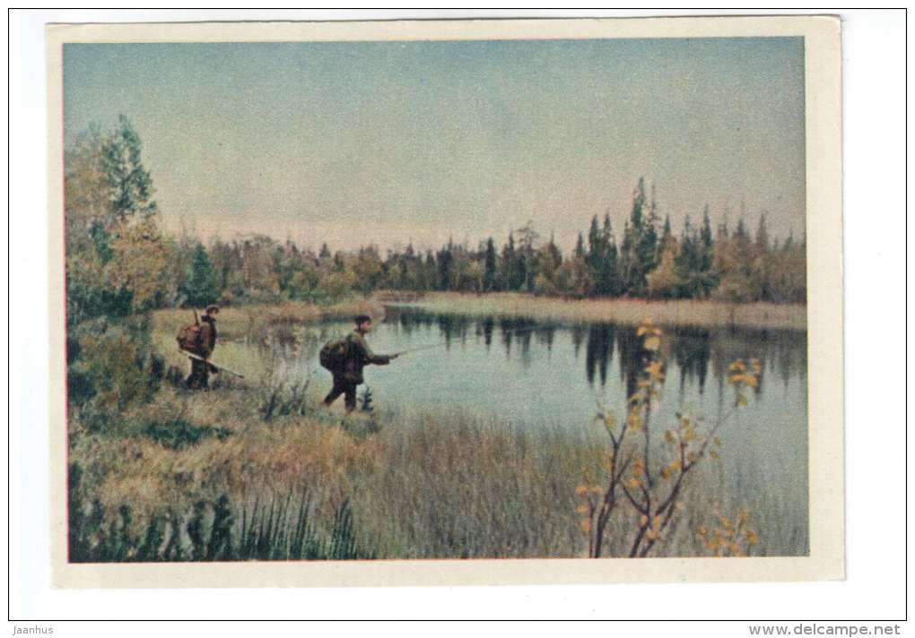 pike fishing - 1958 - Russia USSR - unused - JH Postcards