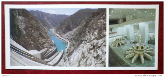Toktogul Hydro-Electric Power Station - turbine room - 1984 - Kyrgystan USSR - unused - JH Postcards