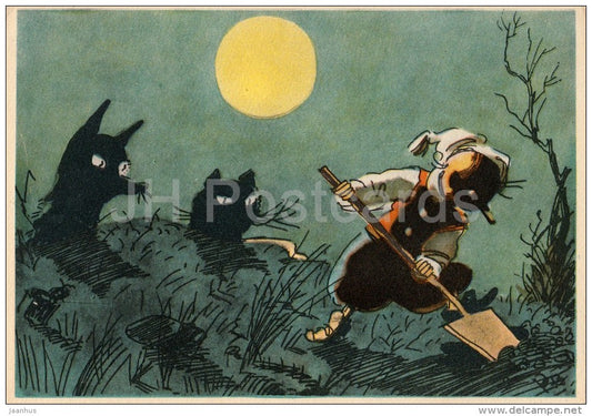 illustration by A. Kanevsky - Golden Key by A. Tolstoy - Buratino - Basilio - Fairy Tale - 1956 - Russia USSR - unused - JH Postcards