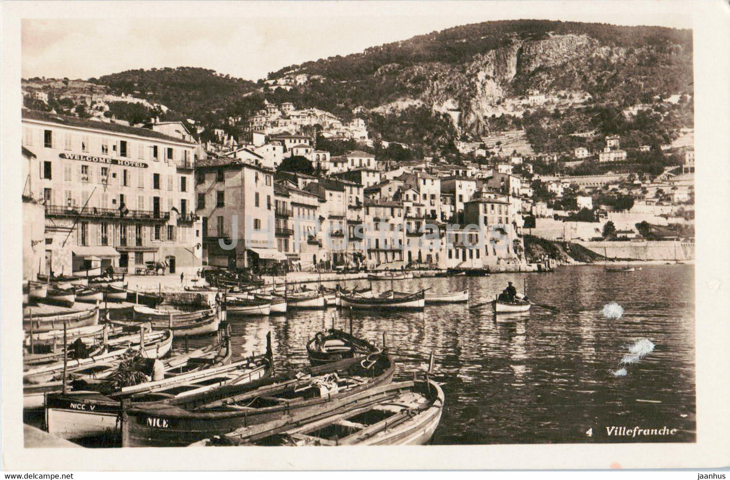 Villefranche - boat - 4 - old postcard - 1932 - France - used - JH Postcards