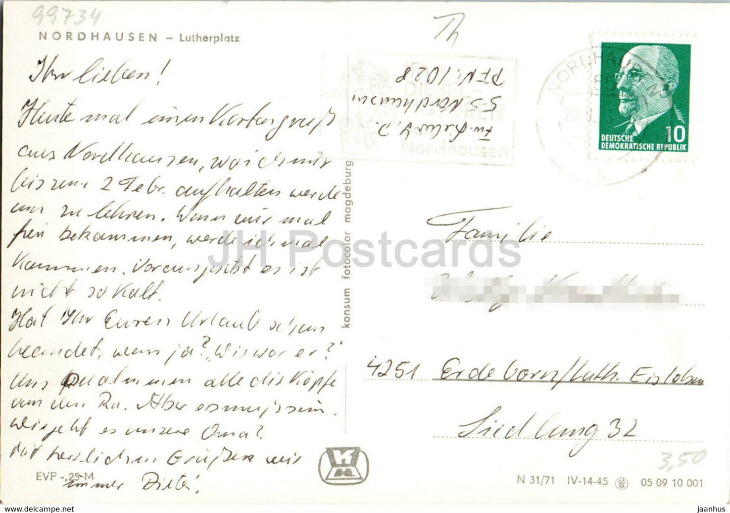 Nordhausen - Lutherplatz - Kreissparkasse - 1 - old postcard - Germany DDR - used