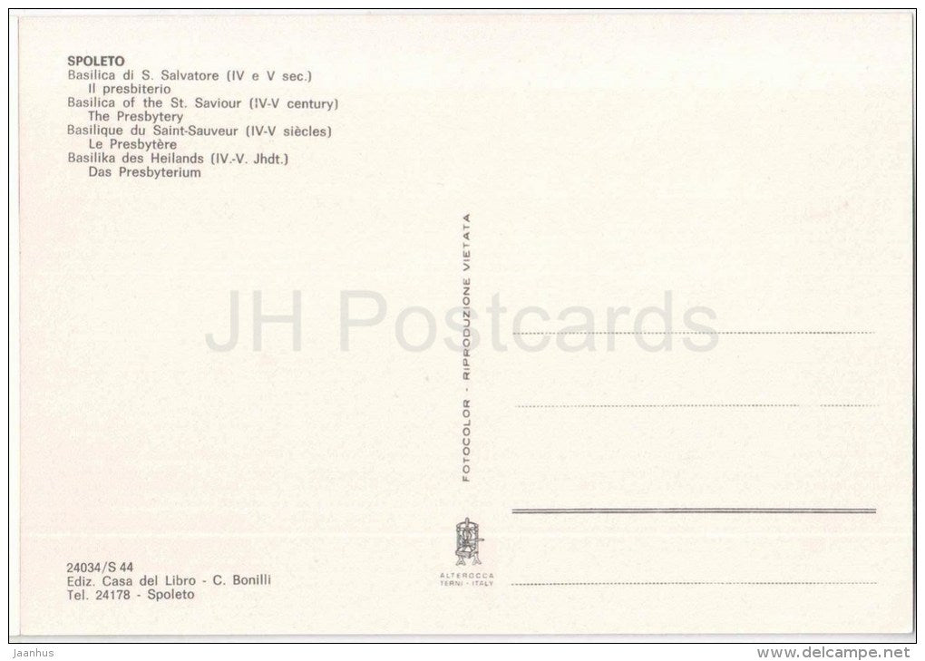 Basilica di S. Salvatore , Il Presbiterio - Basilica - Spoleto - Perugia - Umbria - 24034 - Italia - Italy - unused - JH Postcards