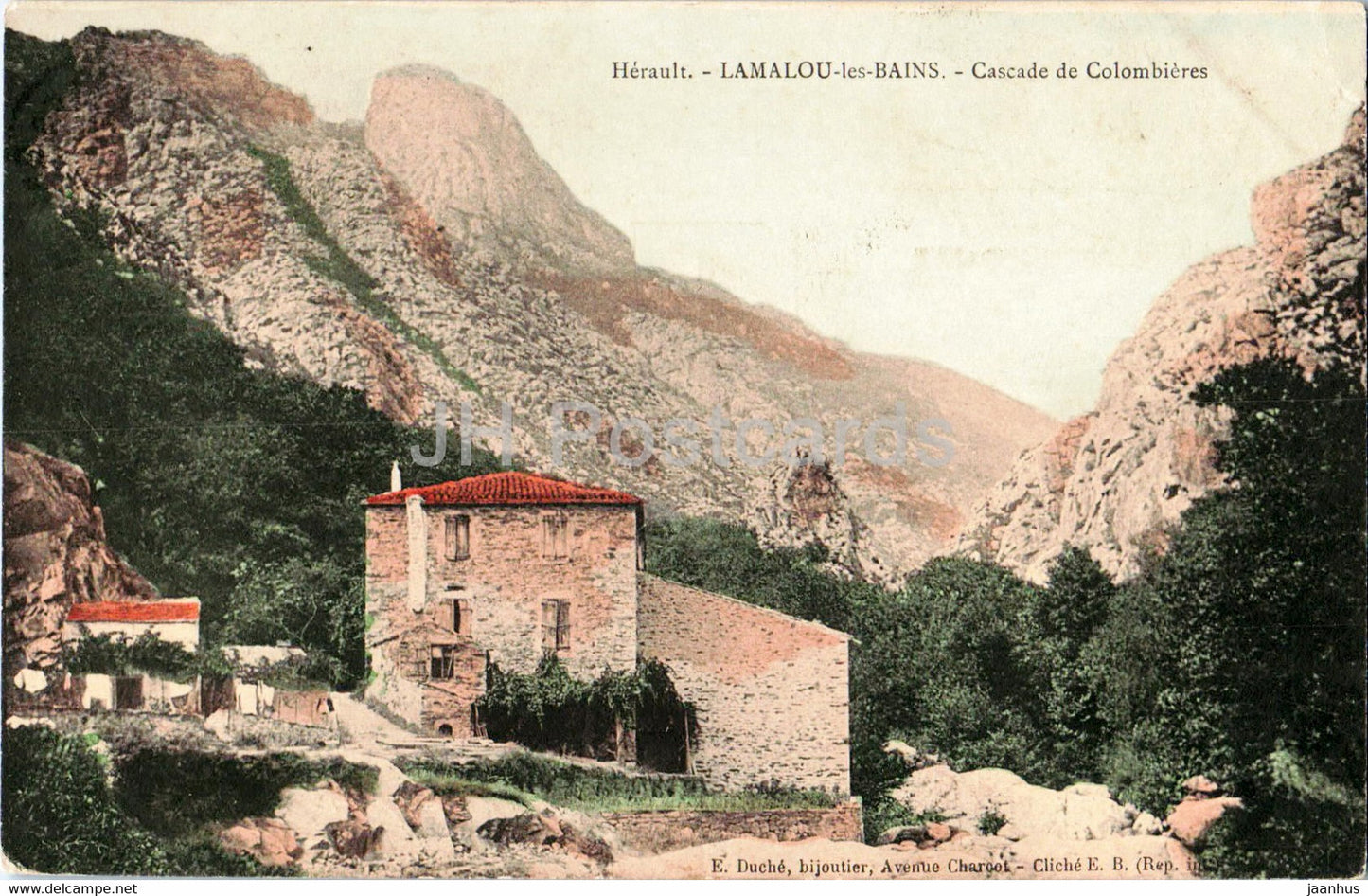 Lamalou les Bains - Cascade de Colombieres - old postcard - 1921 - France - used - JH Postcards