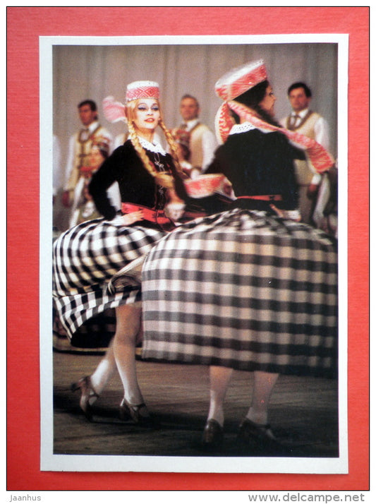 Lenciugelis (Chain) , Lithuanian Folk Dance - Lithuanian Folk  Dance - folk costumes - 1979 - USSR Lithuania - unused - JH Postcards