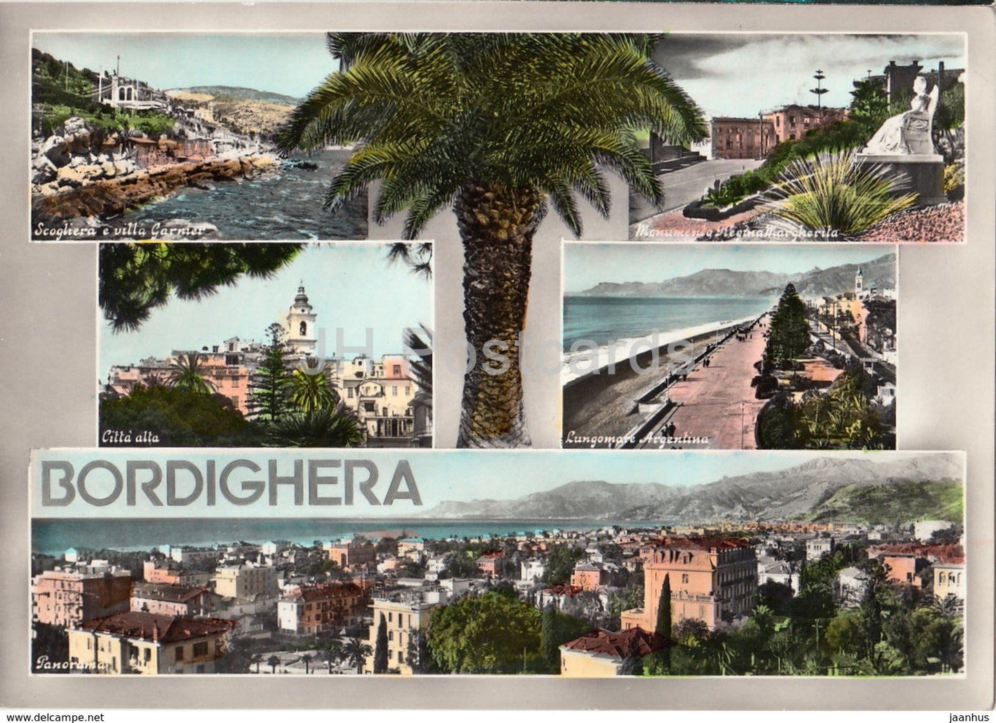 Bordighera - panorama - multiview - 57 - Italy - 1958 - used - JH Postcards