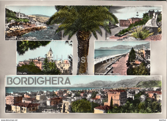 Bordighera - panorama - multiview - 57 - Italy - 1958 - used - JH Postcards