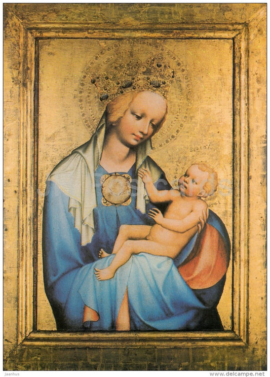 painting by Master of  the Trebon Altarpiece - Virgin and Child - Czech art - large format card - Czech - unused - JH Postcards