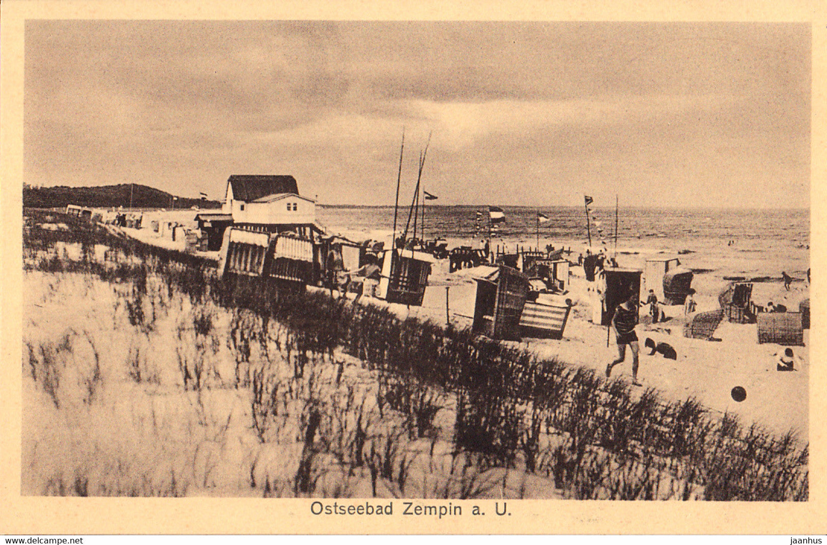 Ostseebad Zempin a U - beach - old postcard - Germany - unused - JH Postcards