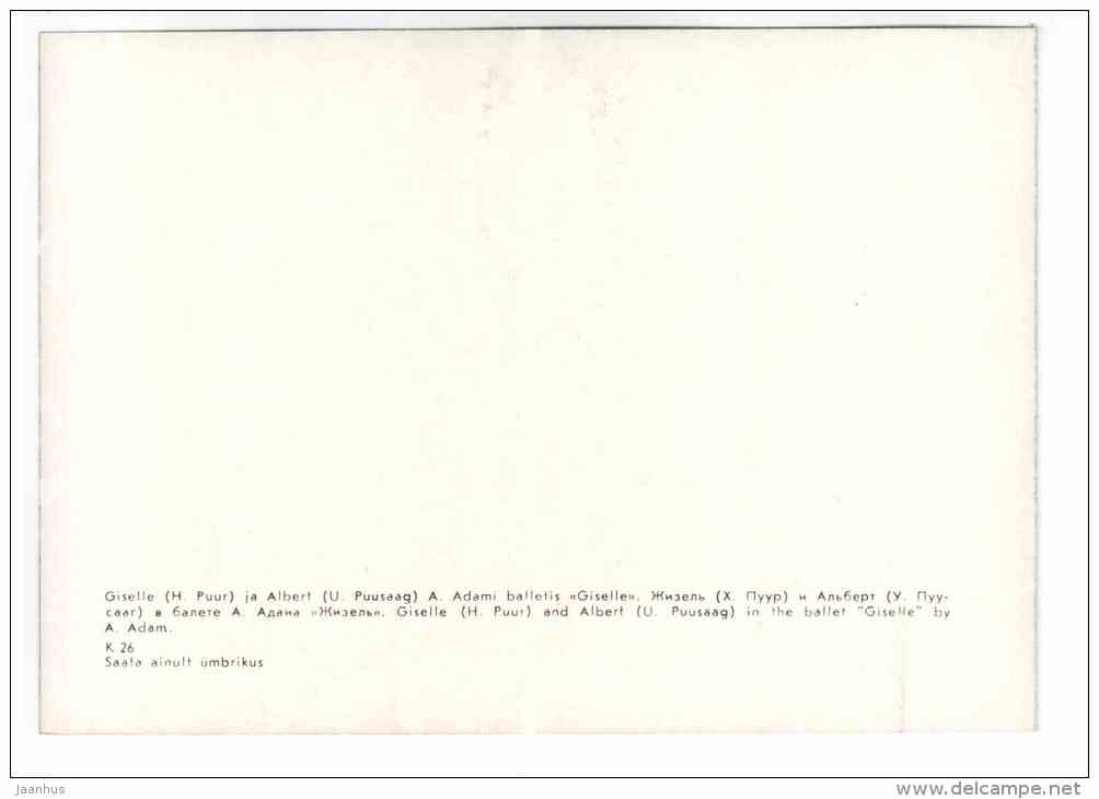 Giselle and Albert (U. Puusaag) in the Ballet Giselle - Helmi Puur ballerina - ballet - 1979 - Estonia USSR - unused - JH Postcards