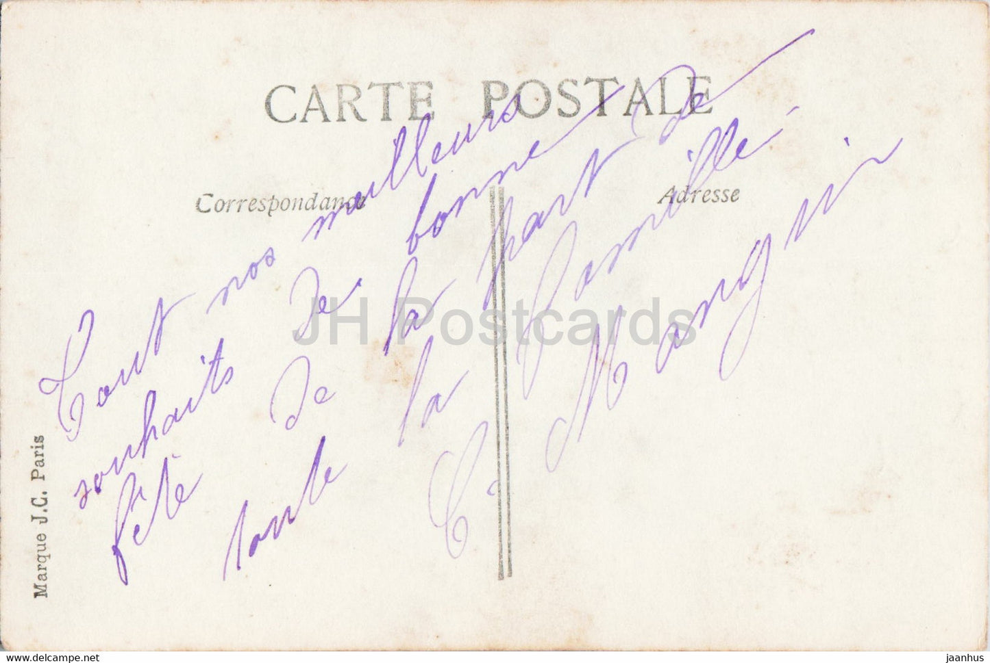Carte de voeux de Pâques - Joyeuse Fete - homme - 2180 - JC Paris - carte postale ancienne - France - occasion