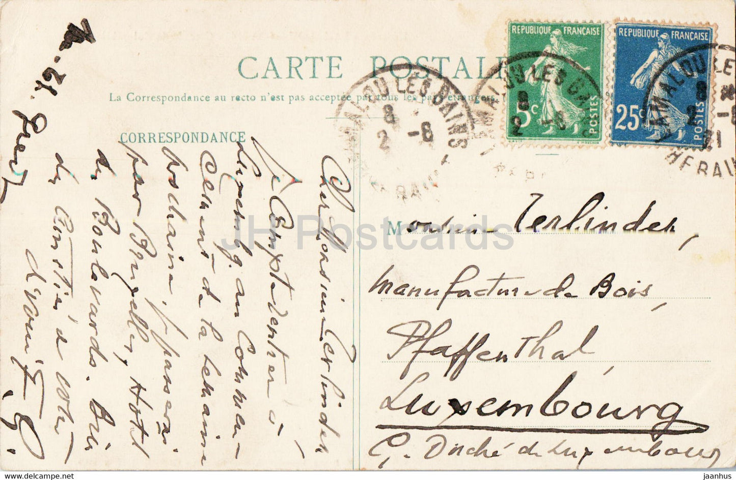 Lamalou les Bains - Cascade de Colombieres - carte postale ancienne - 1921 - France - occasion