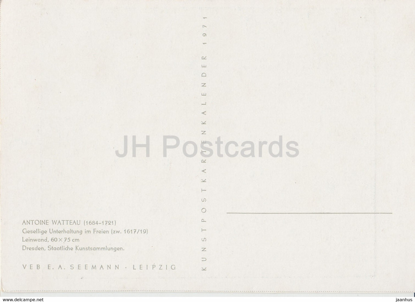 peinture d'Antoine Watteau - Gesellige Unterhaltung im Freien - Art français - 1971 - Allemagne - inutilisé