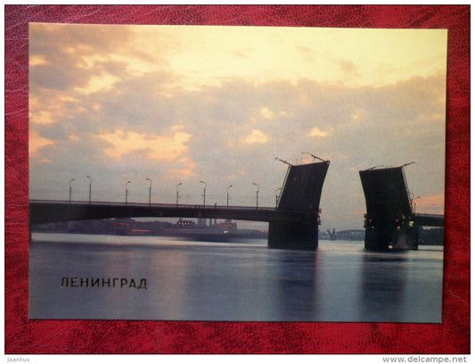 Leningrad - St. Petersburg - Alexander Nevsky Bridge across the Neva river - 1988 - Russia - USSR - unused - JH Postcards
