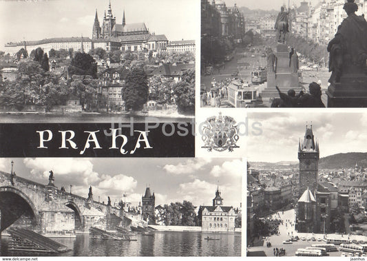 Praha - Prague - Hradcany - Wenceslas Square - Charles bridge - tram - 1967 - Czechoslovakia - Czech Republic - used - JH Postcards