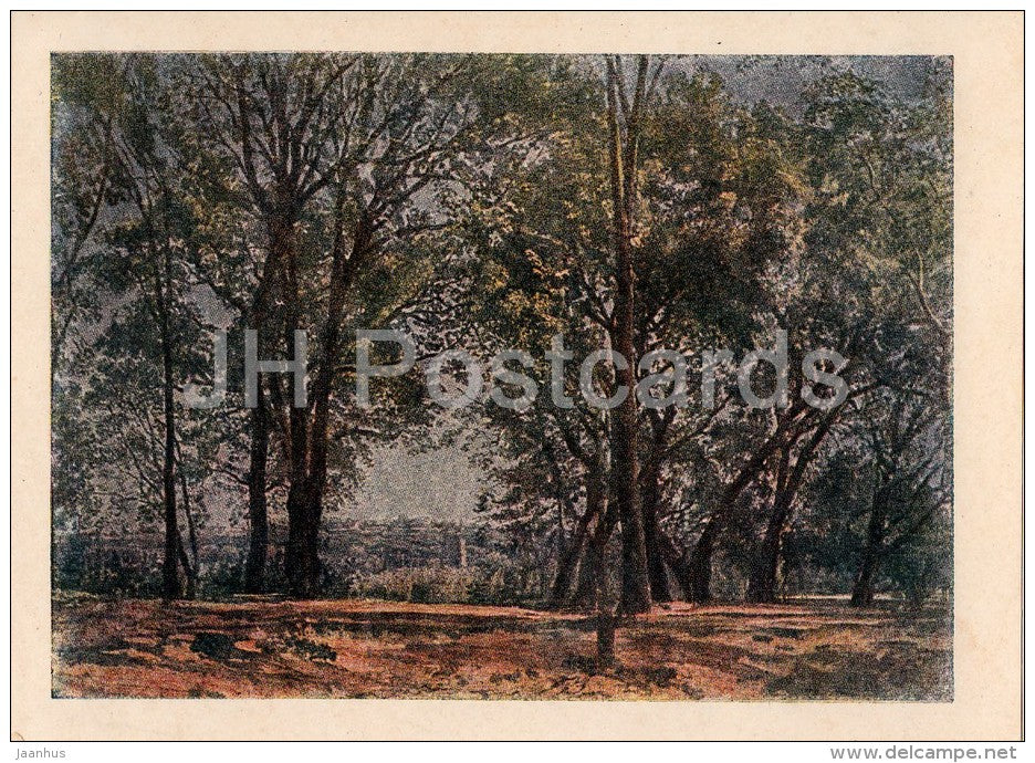 painting by A. Ivanov - Park at Ariccia - Russian art - old postcard - Russia USSR - unused - JH Postcards