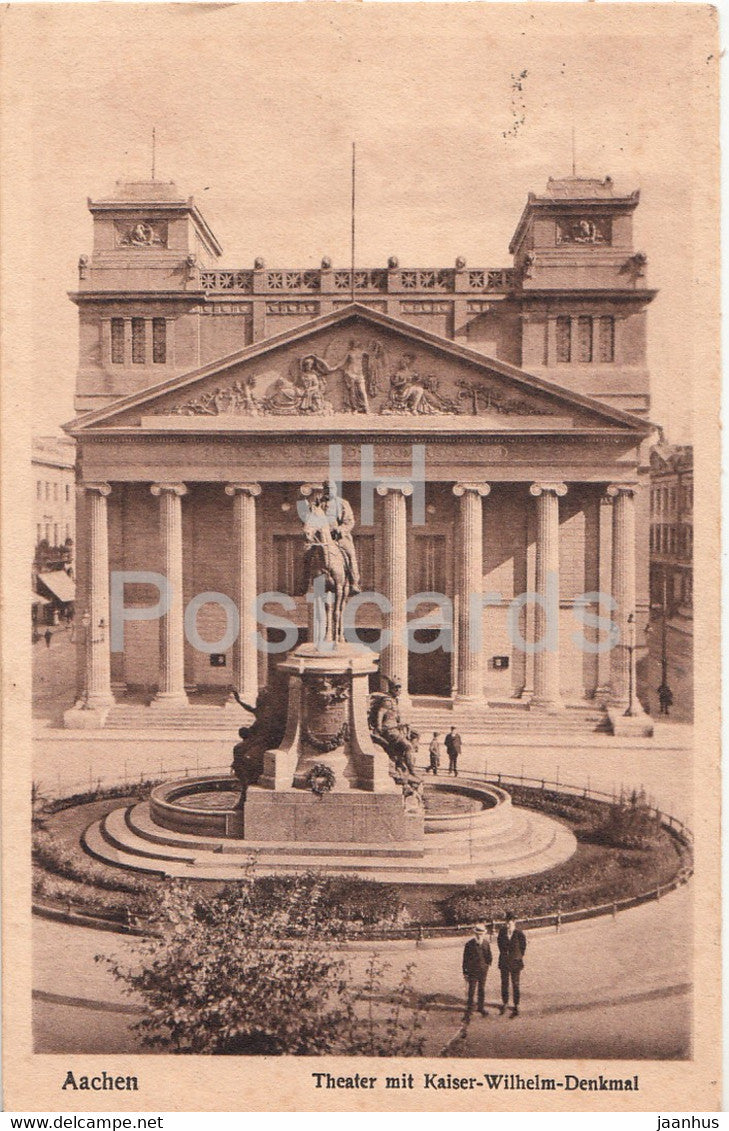 Aachen - Theater mit Kaiser Wilhel Denkmal - theatre - monument - 12132 - old postcard - 1924 - Germany - used - JH Postcards