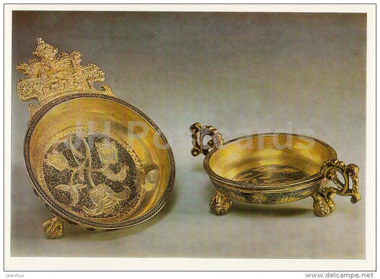 Wine Cups , Russia - Silver - 17th Century Russian Ceremonial Tableware - 1987 - Russia USSR - unused - JH Postcards