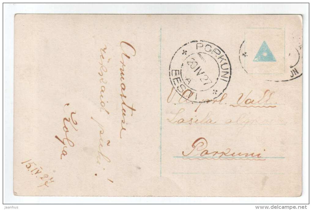 Easter Greeting Card - couple - Amag 62822/4 - old postcard - circulated in Estonia 1927 Porkuni - used - JH Postcards