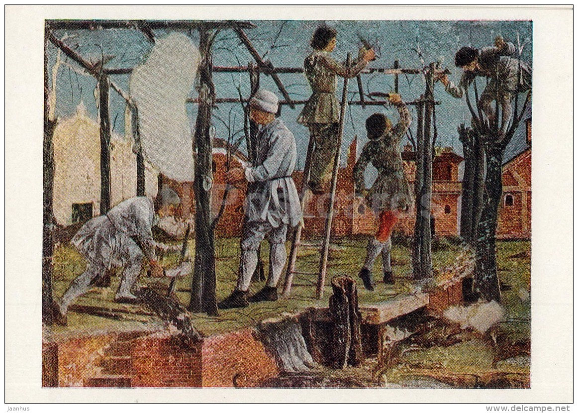 painting by Francesco del Cossa - March Month - fragment of fresco - Italian Art - 1964 - Russia USSR - unused - JH Postcards