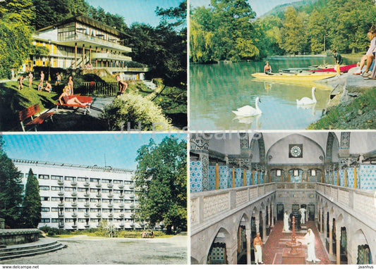 Trencianske Teplice - spa - hotel - boat - multiview - Czechoslovakia - Slovakia - 1969 - used - JH Postcards