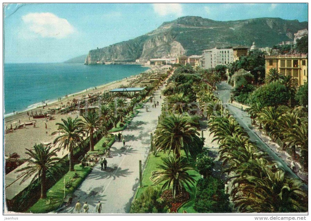 Finale Ligure - Riviera delle Palme , beach - Savona - Liguria - Italia - Italy - sent from Italy to Germany 1966 - JH Postcards