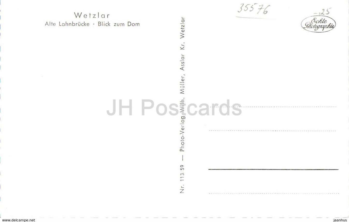 Wetzlar - Alte Lahnbrucke - Blick zum Dom - pont - carte postale ancienne - Allemagne - inutilisé