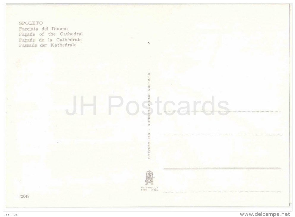 Facciata del Duomo - Facade of Cathedral - Spoleto - Perugia - Umbria - 72647 - Italia - Italy - unused - JH Postcards